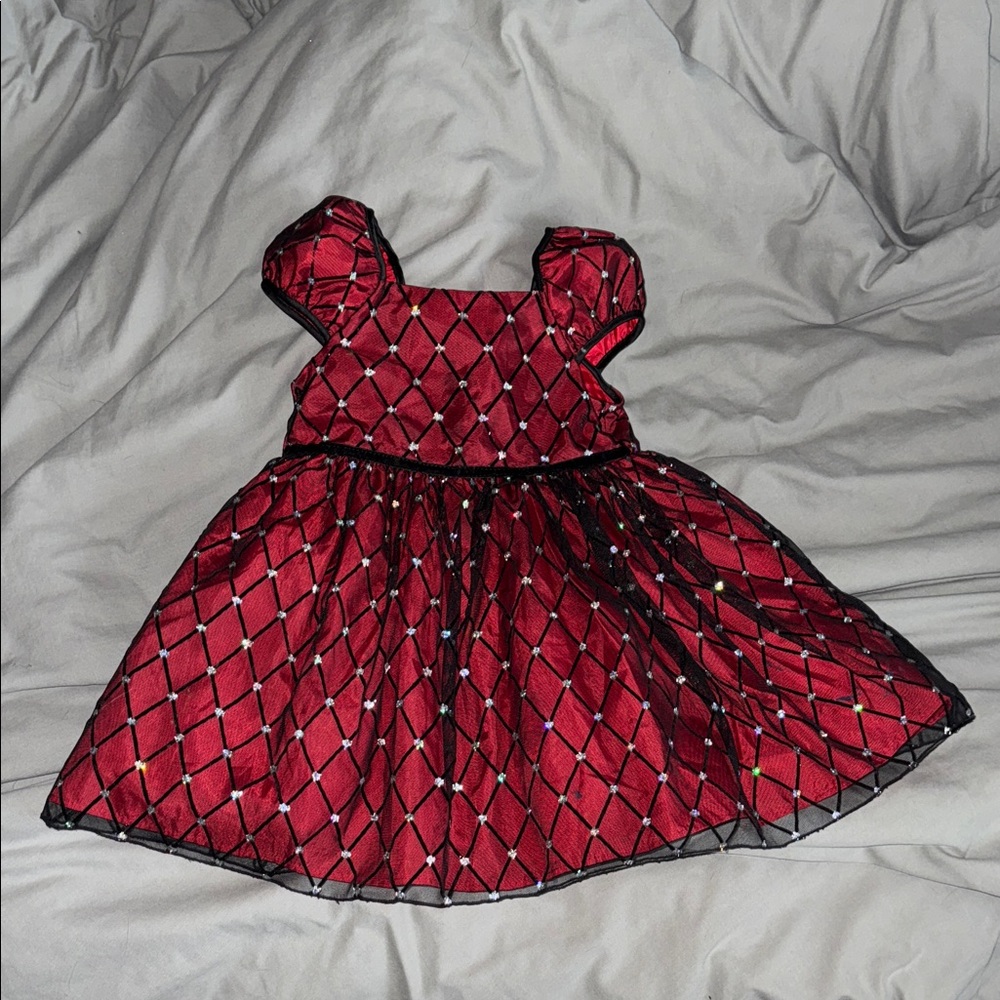 Girls Red and Black Holiday Dress